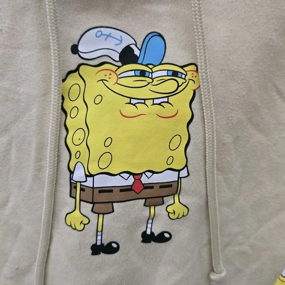 Spongebob Square Pants I'm Ready Hoodie Size Large L GUC Light Yellow - Picture 2 of 5